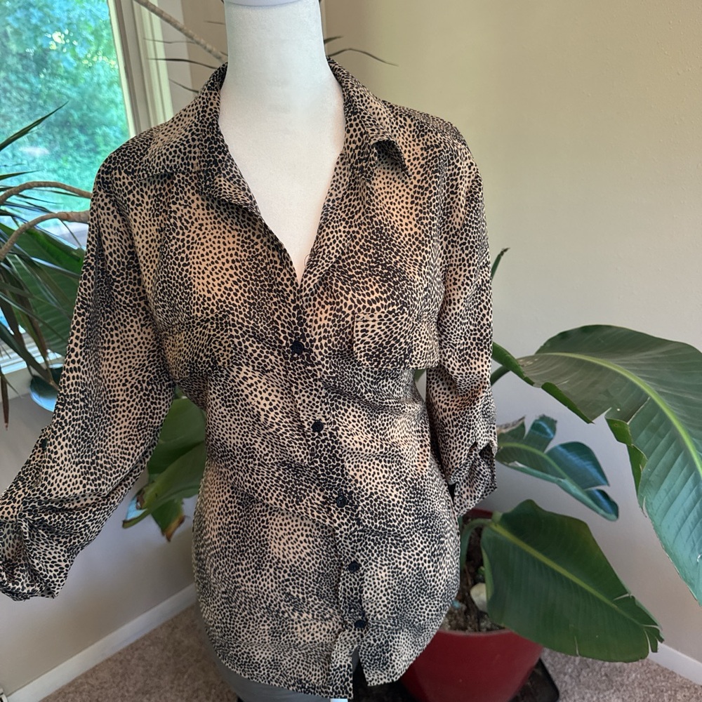 White Stag Cheetah Print Blouse